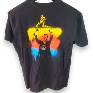 Official Ringo Starr "Peace & Love" Men's Large Black T-Shirt Spray Paint Logo